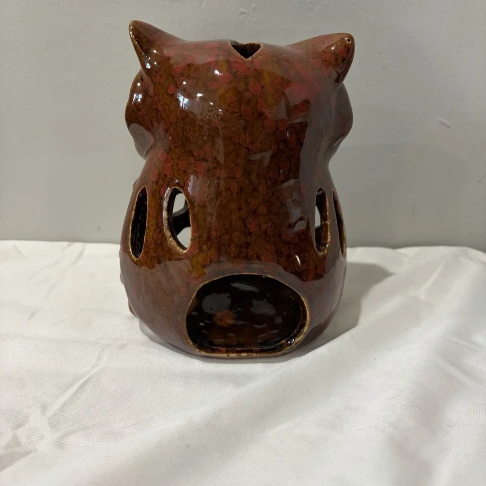 Ceramic‎ OWL Votive Tea Light Candle Holder Lantern vtg 7